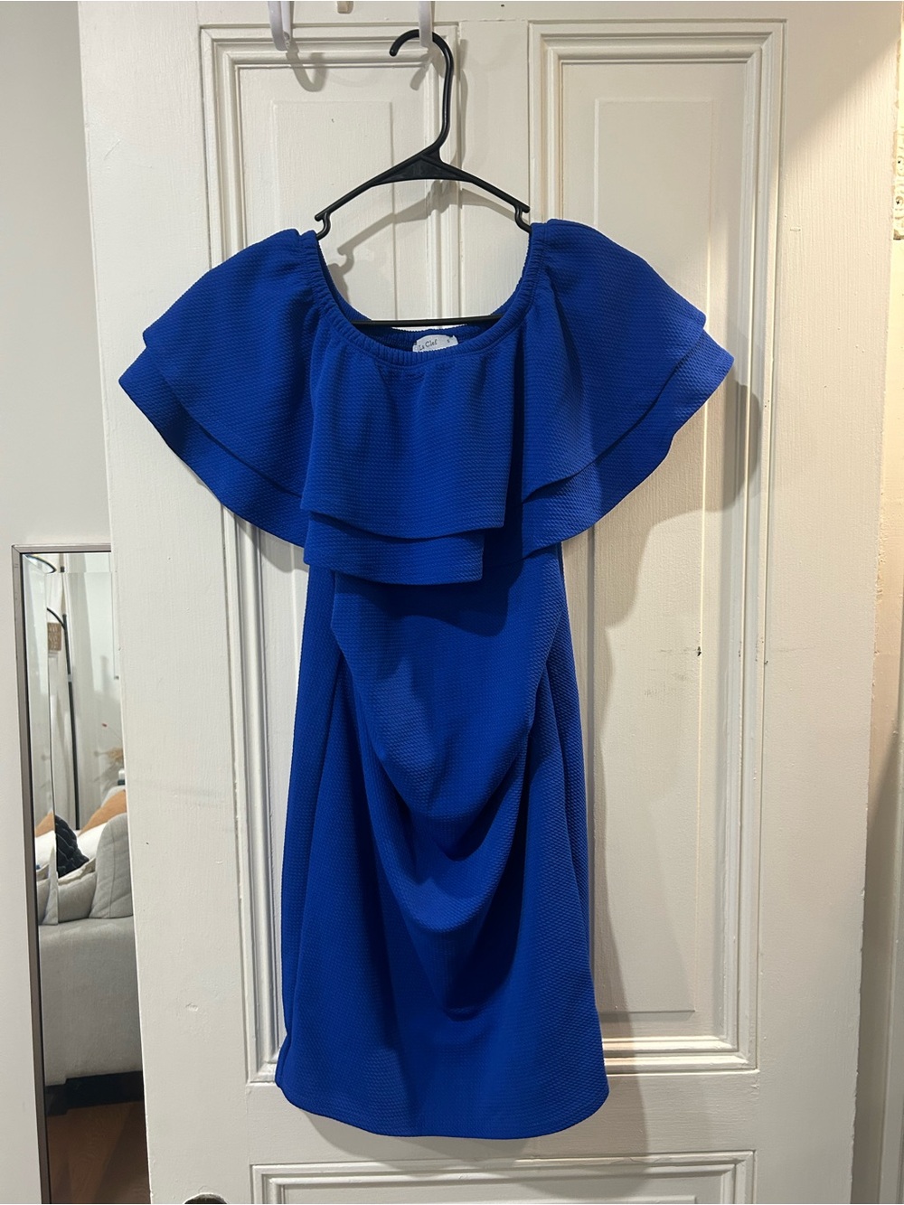 LaClef Vibrant Cobalt Blue Off-Shoulder Top